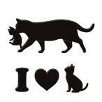 猫　蒔絵シール　love cat 　「キャット（連行） 黒」