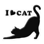 猫 蒔絵シール love cat 「キャット(伸び) 黒」