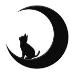 猫 蒔絵シール love cat 「キャット(月と子猫) 黒」