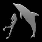 蒔絵シール「ドルフィンスイム 銀」 スマホ ステッカー 携帯 シール イルカ いるか 海豚 Dolphin Swim