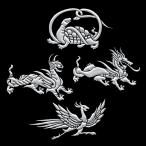 ショッピングアイコス シール 神獣 蒔絵シール  「四神獣 銀 55mm」 守護神獣 ステッカー お守り ご利益