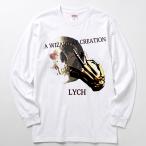 グラフィック長袖TシャツクルーネックプリントTシャツスカルドクロバンドTメ...