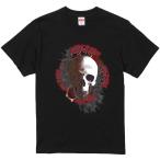 グラフィック半袖Tシャツ薔薇ローズスカル髑髏バンドTシャツクルーネックプリ...