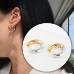 ショッピングリモートワークアクセサリー ピアス 18K レディース アレルギー対応 サージカルステンレス フープピアス ゴールド シルバー バイカラー シンプル 仕事 プレゼント カジュアル メタル