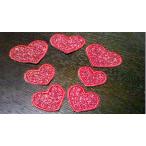 プロ野球応援グッズ（共通）/縁取り刺繍キラキラワッペンハートセットa/ラメグリッターレッド