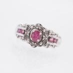 G661 ルビー? ピンクスピネル? 925刻印 リング デザイン シルバー 指輪 17-18号