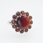 H576 ガーネット 925刻印 リング ゴールド デザイン シルバー 指輪 1月誕生石 15号