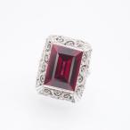 H896 ルビー? ピンクスピネル? リング フィリグリー 銀線細工 デザイン シルバー 指輪 9号