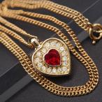 ショッピングハートゴールド M520 Grosse グロッセ GERMANY刻印 ペンダント ネックレス レッドラインストーン ハート ゴールド デザイン