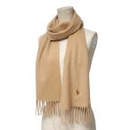 ■美品■POLO RALPH LAUREN ポロ・ラルフローレン マフラー 総カシミヤ ロゴ刺繍 フリンジ ストール