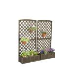 ショッピングラティス リビングアウト(Living Out) プランターラティス 木製 ダークブラウン 幅71.5×奥行30×高さ148c