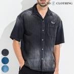 RESOUND CLOTHING リサウンドクロージング ZACK HALF DENIM SHIRTS RC36-SH-003 シャツ デニム オープンカラー ブラック インディゴ DIND LIND