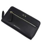 ARMANI EXCHANGE アルマーニ エクスチェンジ A/X レディースラウンドファスナー長財布（小銭入れ付き） XW002124 AF17117 ブラック 2025秋冬新作