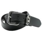 DIESEL ディーゼル メンズ レディースレザーベルト X10127 P6364 / B-1DR OVAL D LOOP ブラック 定番人気商品