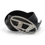 DIESEL дизель женский кожаный ремень X09611 P6364 / B-1DR STRASS crystal Logo пряжка kau кожа черный стандартный популярный товар 