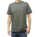 FRED PERRY フレッドペリー メンズクルーネックTシャツ M1588 / TWIN TIPPED T-SHIRT スモーキーグリーン 2025春夏新作