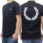 FRED PERRY フレッドペリー メンズクルーネックTシャツ M7784 / REAR POWDER LAUREL GRAPHIC TEE ブラック 定番人気商品