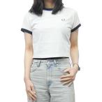 FRED PERRY フレッドペリー レディースクルーネックTシャツ G9163 / CROPPED RINGER T-SHIRT ホワイト×ブラック