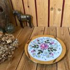 ≫イタリアン ヴィンテージ*古いオーナメントプレート28cm*フラワー花*絵皿*飾り皿*大皿*西洋ビンテージ*アンティーク*ブロカント古道具