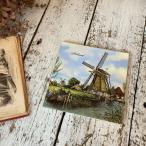 ≫蘭 オランダ製 ヴィンテージ デッド未使用*Ter steege bv*J.C.vHunnik 作*タイル画 陶板画 15×15cm*風車 風景画*美術 アート 装飾 飾り