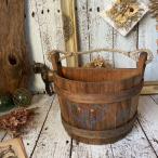 }USA Vintage *MAINE BUCKET* старый дерево ковш * из дерева ведро корзина * цветок цветок * american Vintage * античный * старый инструмент 