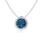 Bezel-Set Round London Blue Topaz Solitaire Pendant Necklace in Silver