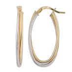 Kooljewelry 14k Two-tone Gold Oval Hoop Earrings