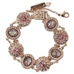 Mariana Flamingo Rose Goldtone Oval Floral Statement Mosaic Crystal Br