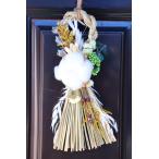 正月飾り 綿 ドライフラワー シメナ ワタッセル S 迎春リース 洋風 しめ縄 おめでた飾り 壁飾り 天然素材