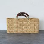 ストロー 横長かご バスケット かご かごバスケット おしゃれ 収納 持ち手 荷物入れ 服 M