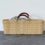 ストロー 横長かご バスケット かご かごバスケット おしゃれ 収納 持ち手 荷物入れ 服 L