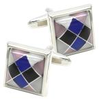 Yahoo! Yahoo!ショッピング(ヤフー ショッピング)カフス アーガイル スクエア ブルー カフリンクス カフス カフスリンクス カフリンクス 柄 アーガイル カフスボタン ブライダル おしゃれ おしゃれ ブルー