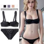 ハーフカップ ブラ シェル 1/2カップ ブラジャー ショーツセット レディースインナー 谷間 エロい ブラセット 美バストメイク  谷間ランジェリー ABCDカップ