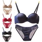 ブラジャー ハーフカップ ブラジャー ショーツセット 谷間 寄せ バスト 上げ 下着レディース 1/2カップ 響きにくい ひびきにくい 上下セット