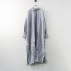 2023SS ネストローブ nest Robe エシカルダイリネン2枚襟シャツワンピース F/グレー系 トップス フリンジ ギャザー 【2400014274738】