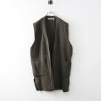 定価25300円 2024AW エヴァムエヴァ evam eva wool aze vest ウールアゼベスト 前開き M/カーキ 日本製【2400014324464】