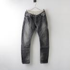 ミナペルホネン mina perhonen always スリム デニムパンツ 34/ダークグレー ブラックデニム ジーンズ USED加工【2400014352672】