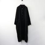 リゼッタ Lisette リネンラウンドカラーヘリンボーンワンピースコート 38/ブラック 丸襟  ロング アウター ジャケット【2400014428711】