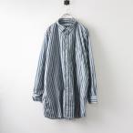 ショッピングINDIVIDUALIZED USA製 インディビジュアライズドシャツ INDIVIDUALIZED SHIRTS スタンドカラーストライプチュニック/ブルー系 シャツ 【2400014431483】