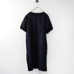 ショッピングシーチング マーガレットハウエル MARGARET HOWELL SHIRTHING LINEN シーチングリネン リブトリム半袖ワンピース 1 ネイビー┃麻【2400014579277】