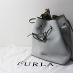 ショッピングフルラ 良品 フルラ FURLA コスタンザ2WAY 巾着 レザーショルダーバッグ グレー┃ハンドバッグ 肩掛け シボ革【2400014580631】
