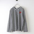 【期間限定価格】AD2024 プレイコムデギャルソン PLAY COMME des GARCONS ハートワッペン ボーダー Tシャツ S｜ブラック  ホワイト【2400014621211】