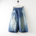 ショッピングused ミナペルホネン mina perhonen dn5091A alweys デニムスカート 32｜ブルー インディゴ USED加工 フレア 【2400014638806】