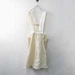 希少 美品 服飾作家 オガワトモコ ミシンステッチ パッチワークサスペンダースカート ベージュホワイト ┃吊りスカート【2400014668681】
