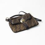 Vintage FENDI  フェンディ ズッカ柄 ターンロック開閉 フラップショルダーバッグ ブラウン┃肩掛け クロスボディ【2400014669114】