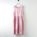 ショッピングアーメン アーメン ARMEN リネンボーダーノースリーブワンピース＼ピンク ドレス フレア ギャザー ロング チュニック【2400014679700】