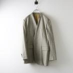 美品 イレーヴ YLEVE ストレッチウールブレンド ノーカラージャケット 1 ベージュ┃ハオリ 羽織 ブレザー【2400014689921】