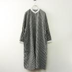 ショッピングバンド 【期間限定価格】ネストローブ nest Robe リネンバンドカラーシャツワンピース ギンガムチェック ブラック×ホワイト┃麻素材【2400014708530】