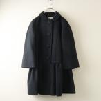 ショッピングタグ 美品 JPタグ レッドヴァレンティノ RED VALENTINO コットンウール ラウンドカラー ギャザーミディコート 38 ネイビー┃【2400014734669】