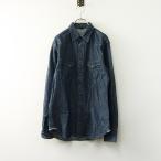 ショッピングダンガリー 美品 45R 45rpm フォーティファイブアール 瑠璃ダンガリーデニムの908イースタンシャツ（濃） 3＼インディゴ ブラウス【2400014736779】